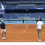 Nadal, Bellingham, Courtois y Sinner estrenan la pista de tenis del Bernabéu… con Florentino de juez de silla