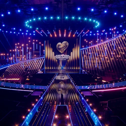 Una festiva alfombra turquesa da el pistoletazo de salida al polémico Eurovisión 2026